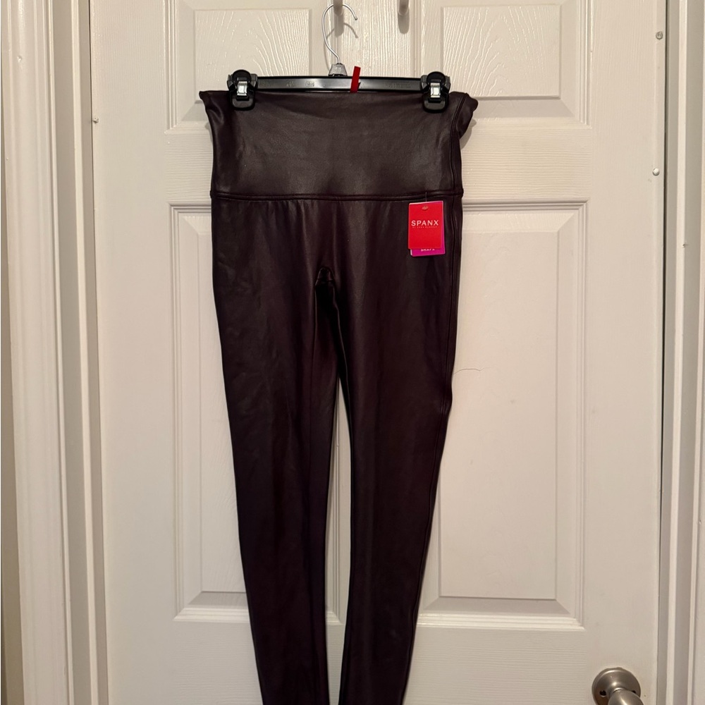 SPANX Chocolate Faux Leather Leggings